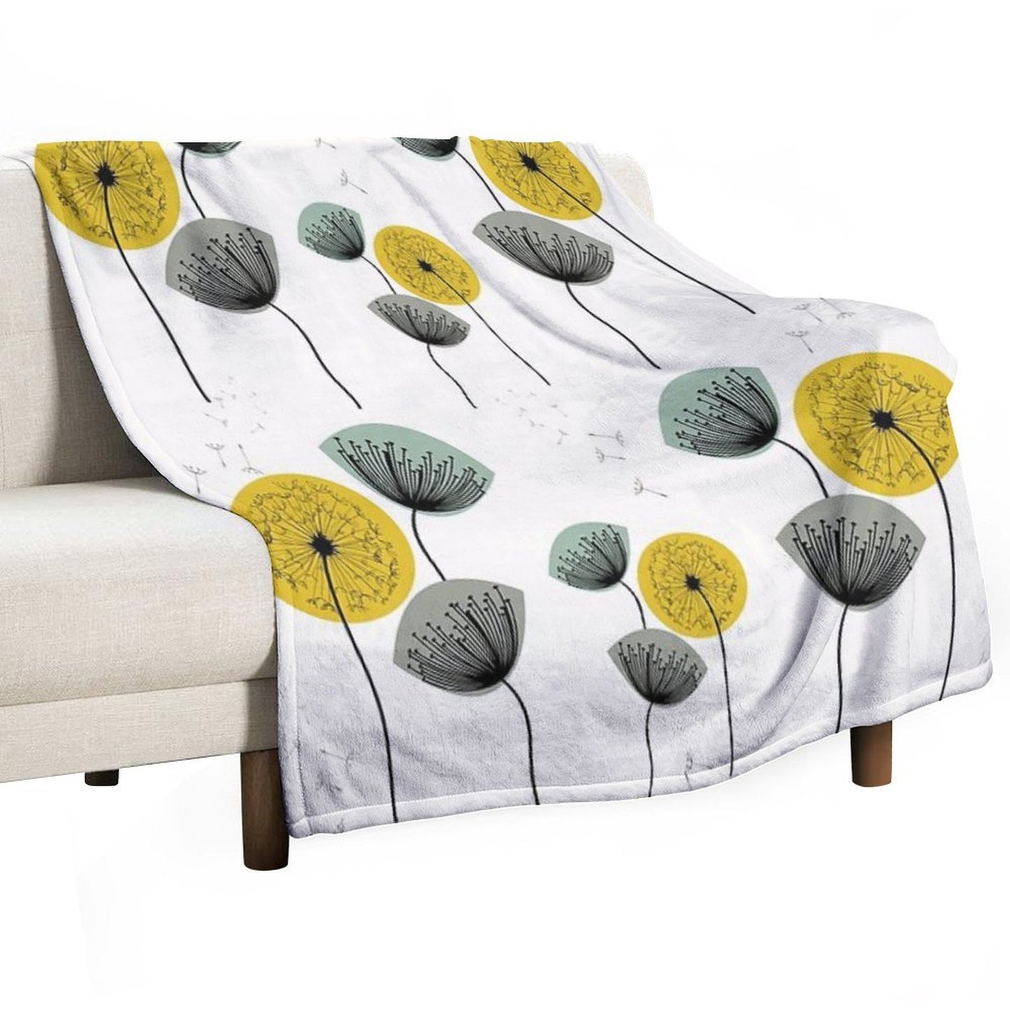 Mid Century Dandelions Wrinkle-free Throw Blanket