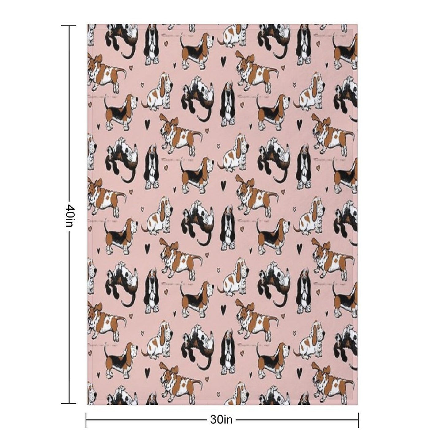 Basset Buddies on Pale Pink Compact Throw Blanket