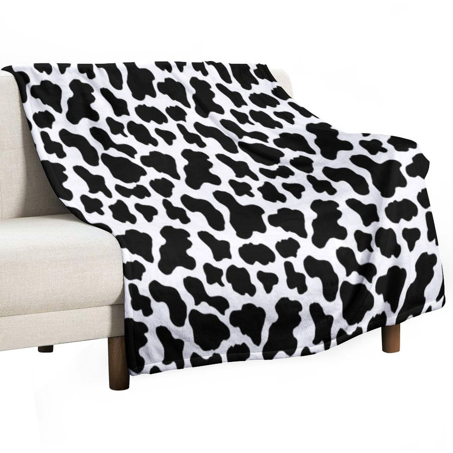 Cow Print Machine-washable Throw Blanket