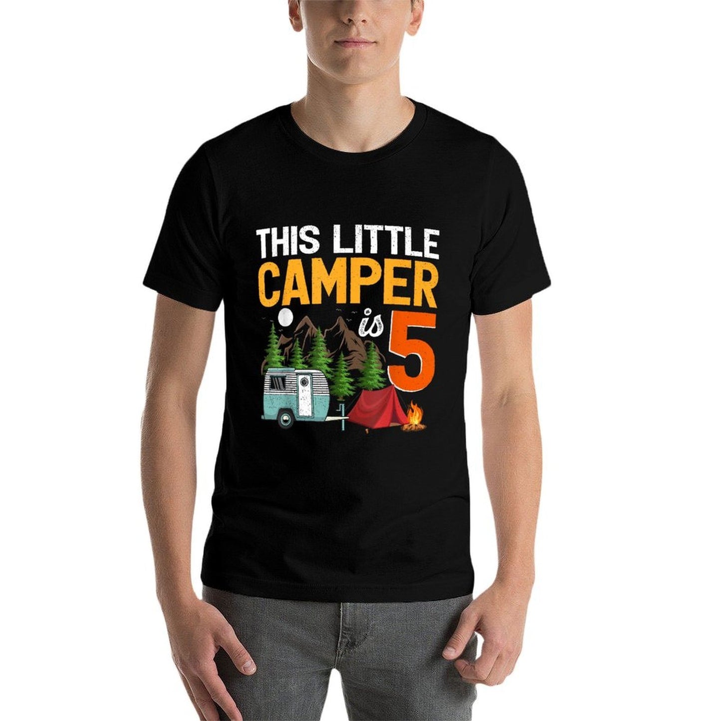 This Little Camper Is 5 Year Old Camping 5th Birthday Slim-fit Cut T-Shirt