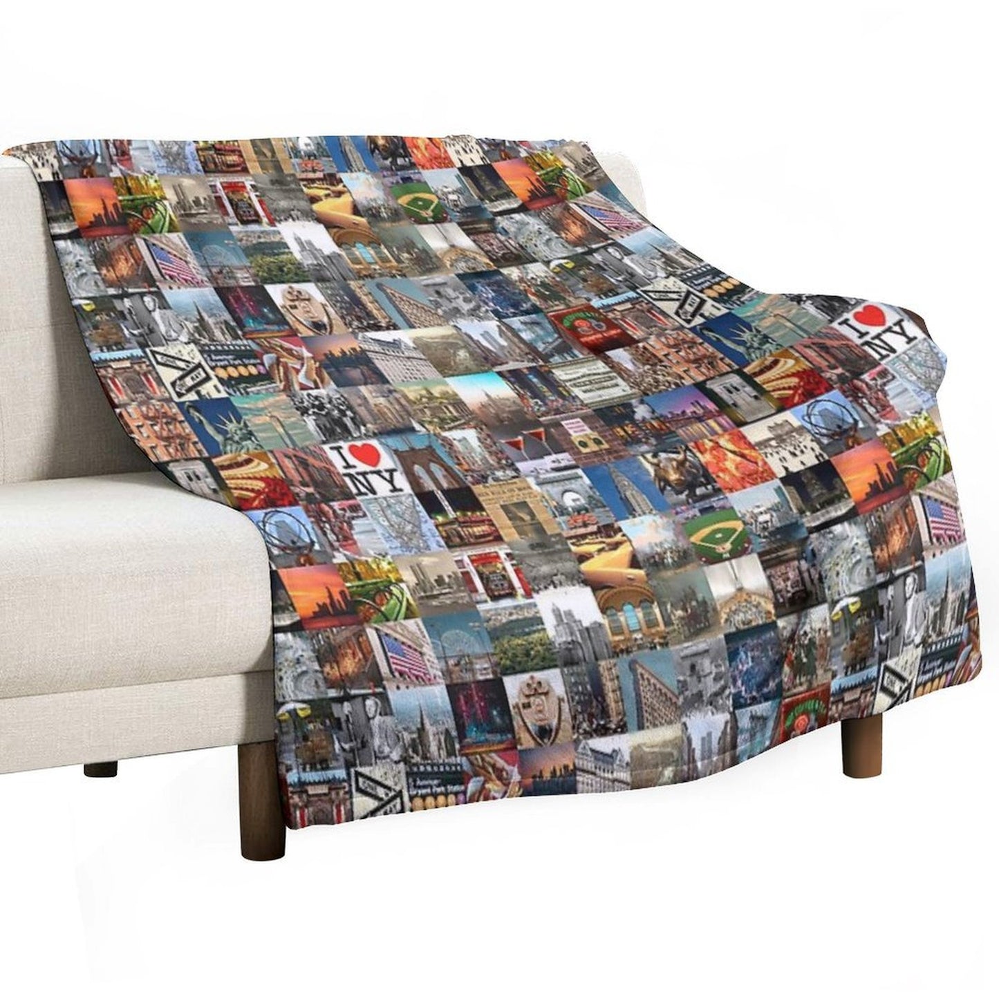 Typical New York - Collage of Images of The City And History Sustainable Throw Blanket