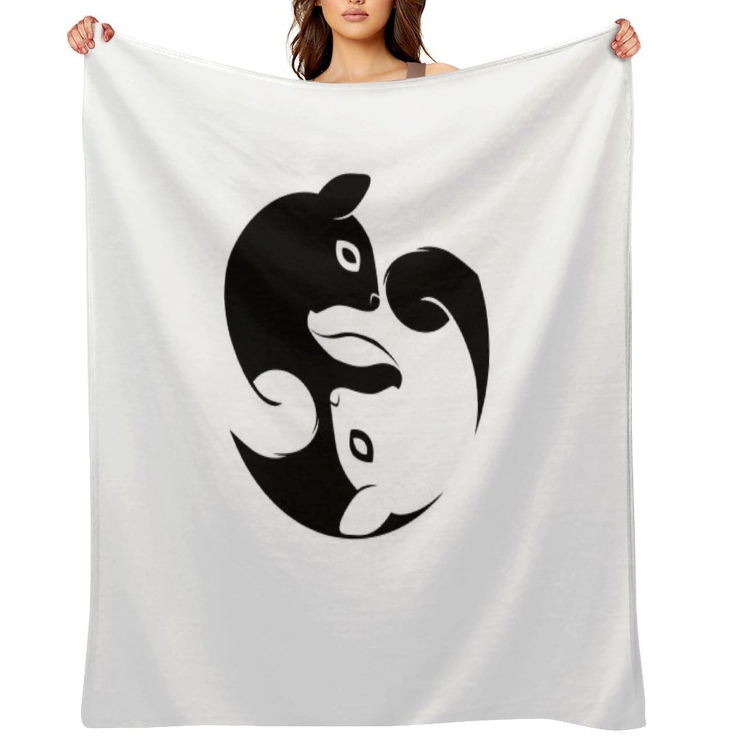 Yin Yang Squirrel - Zen Yoga Symbol Easy Care Throw Blanket