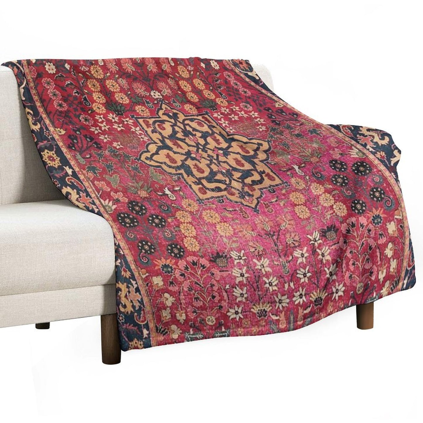 17th Century Persian Vase Carpet Print Durable Throw Blanket