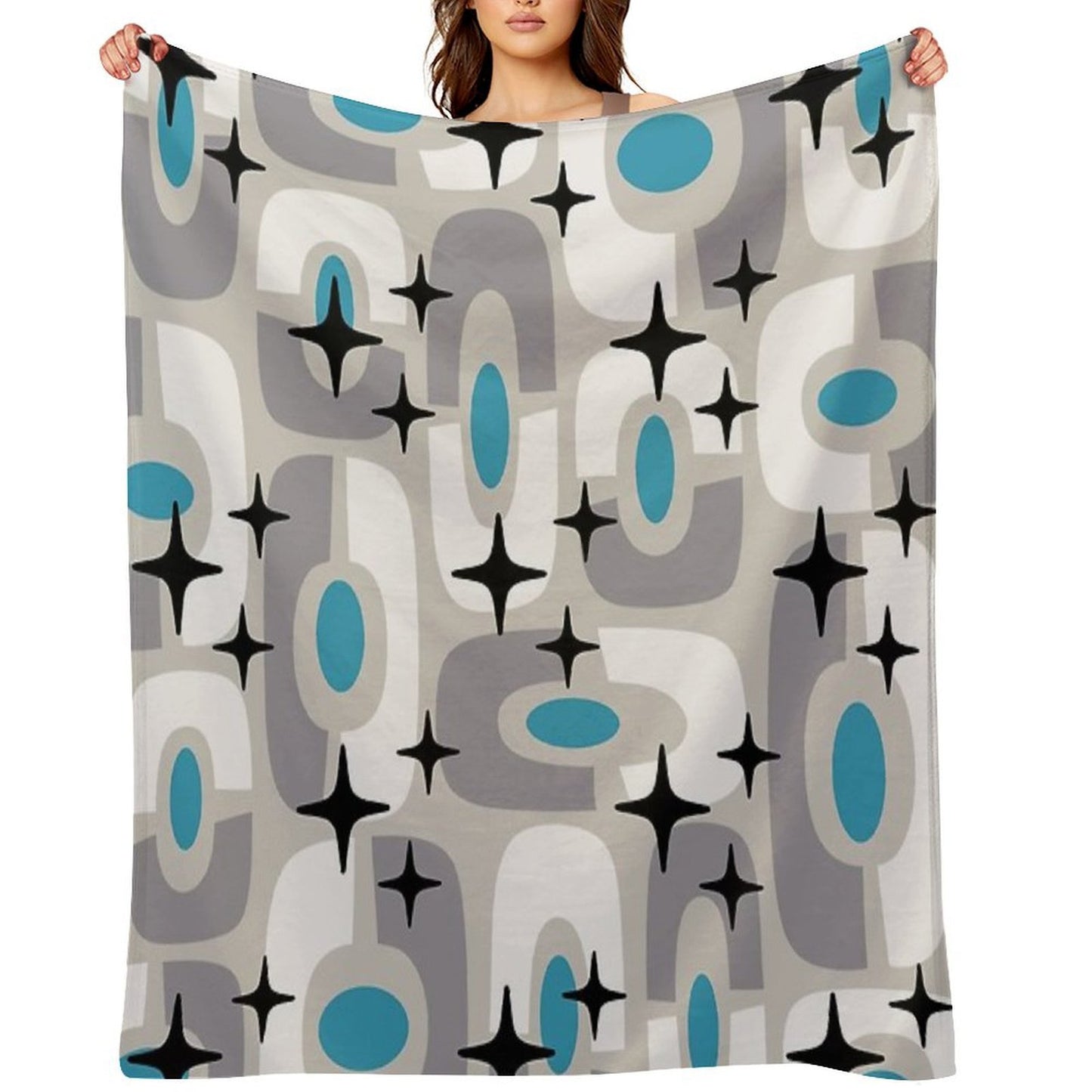 Retro Mid Century Atomic Composition 259 Machine-washable Throw Blanket
