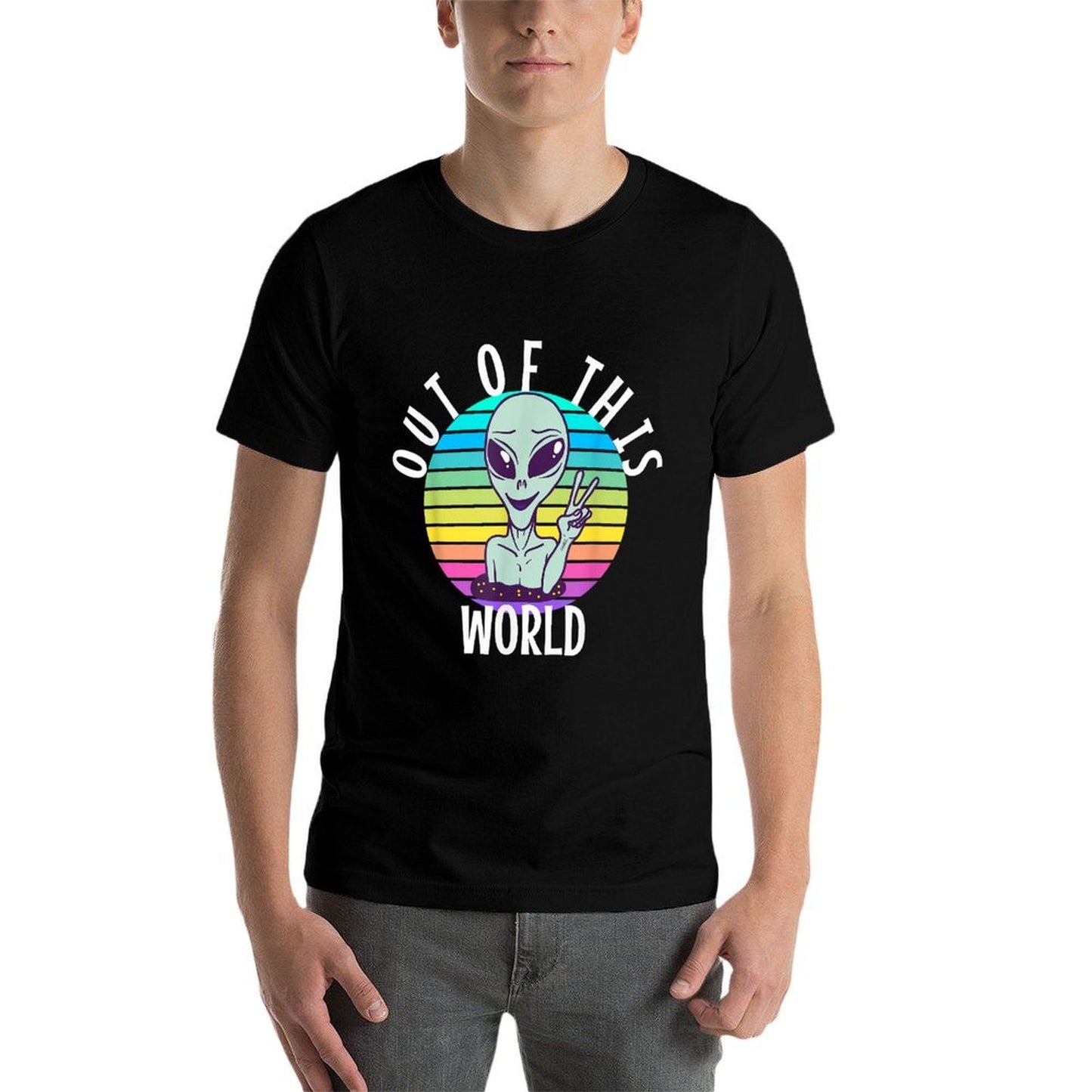 Funny Alien And UFO Space Apparel Out of This World - Unisex-Adults, Unisex-Kids - Black - - Alien-Themed - Cotton, Polyester - Fade-proof Color T-Shirt
