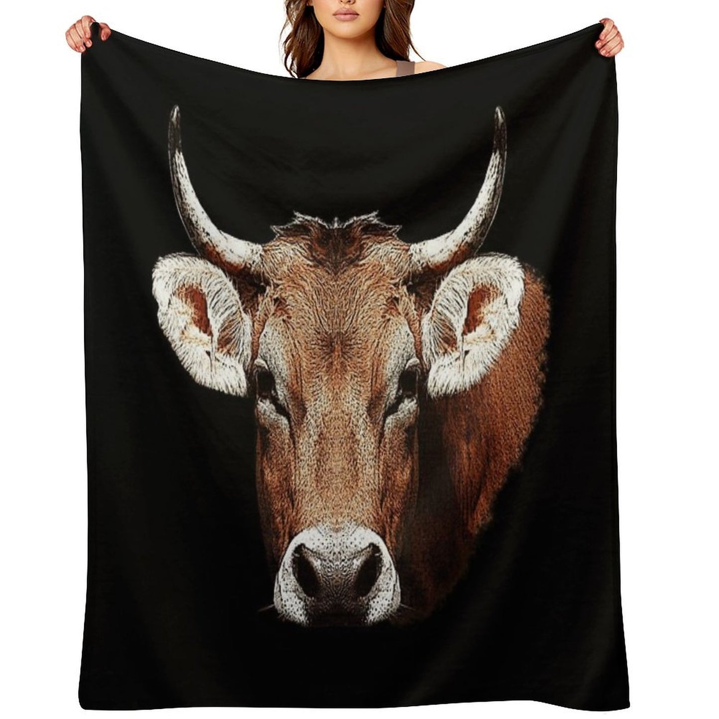 Cow Beige Rustic Country Animals Farm Animals Cute Animal Designs Girls Wrinkle-free Throw Blanket