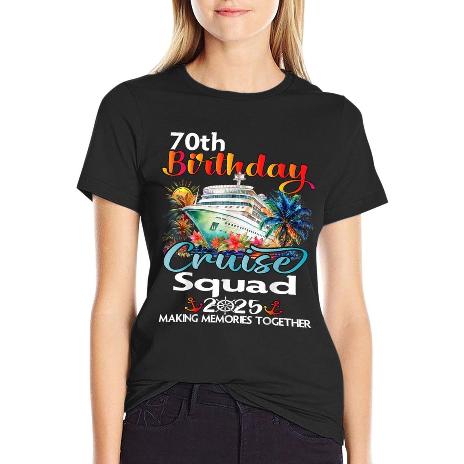 70th Birthday Cruise Squad Friends Family Vacation Matching  Slim-fit Cut T-Shirt
