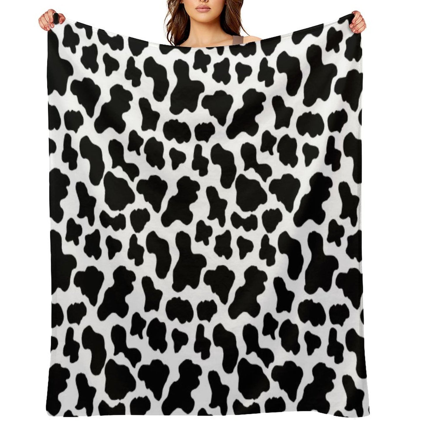 Cow Print Machine-washable Throw Blanket