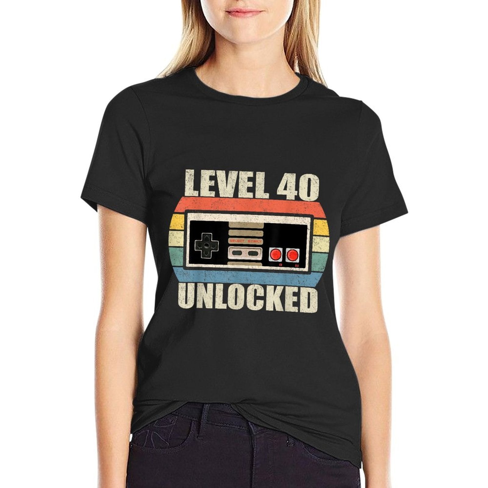 Unlocked Level 40 Birthday Men Women Video Game Controller  High-quality Stitching T-Shirt