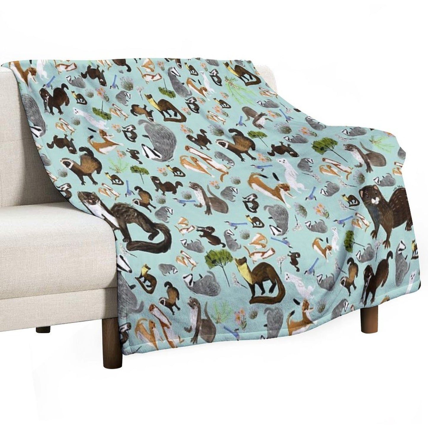 Mustelids from Spain Pattern Plush Throw Blanket