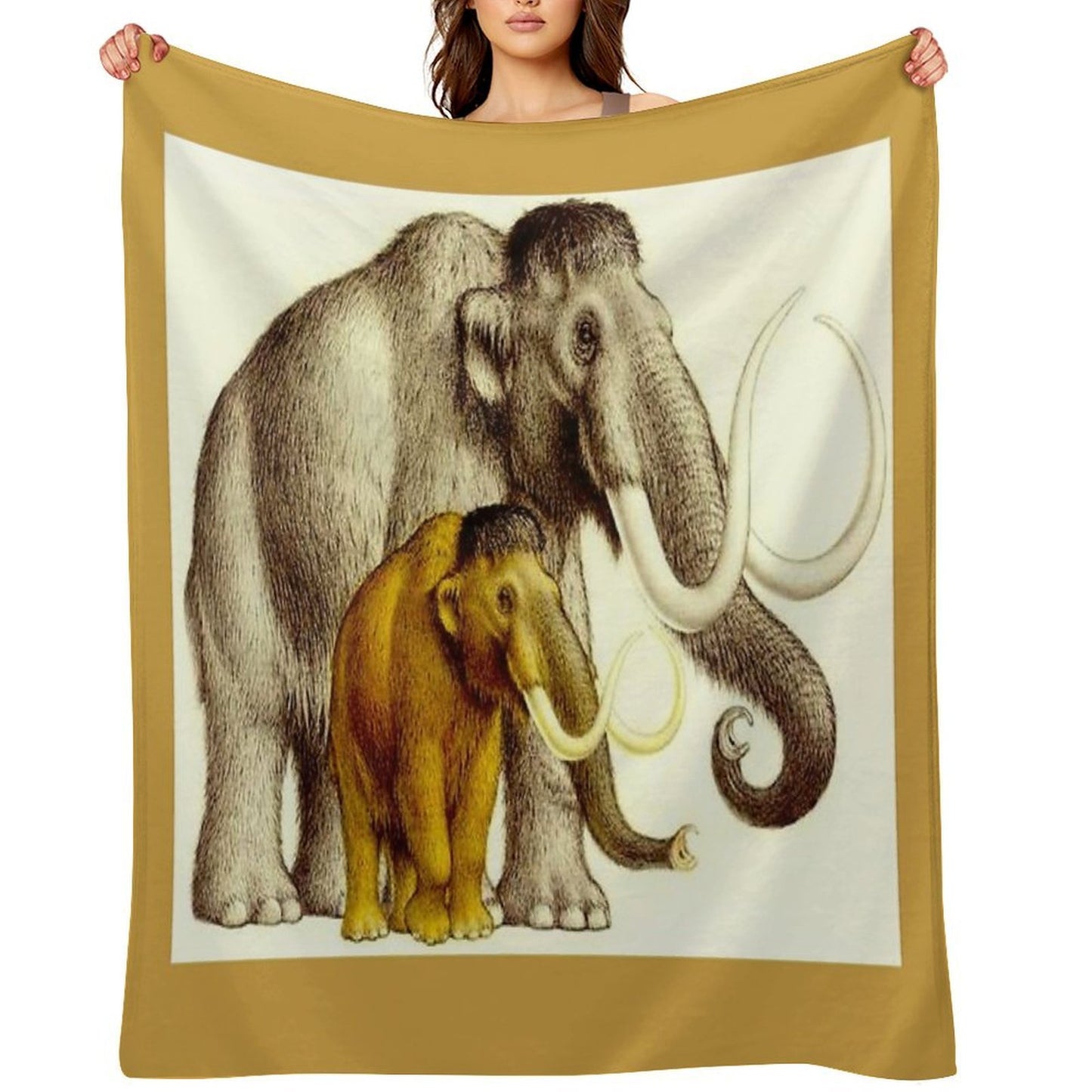 WOOLLY MAMMOTHS Extinct Elephant Type Mammal Print Anti-pilling Throw Blanket