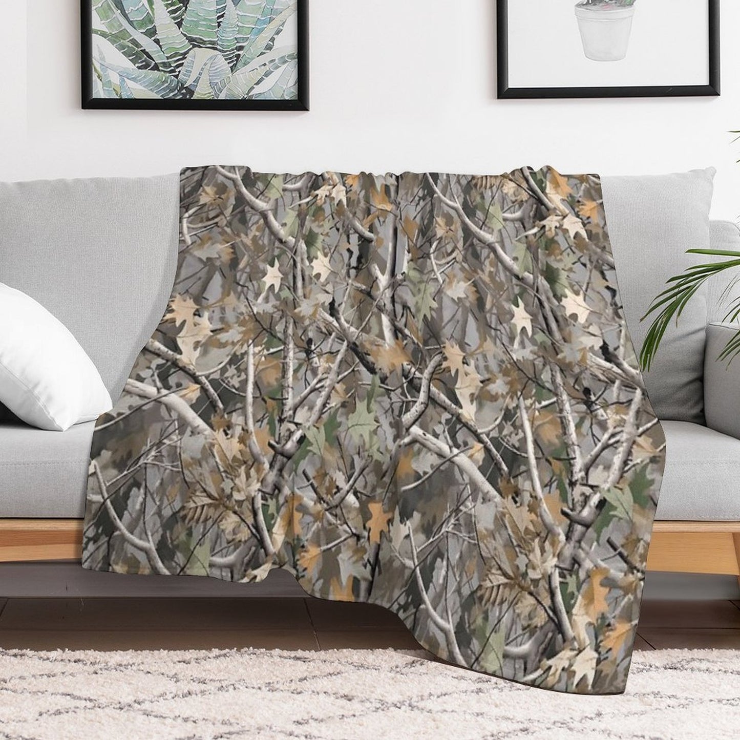 Camouflage Reel Tree Pattern Designs Versatility Throw Blanket