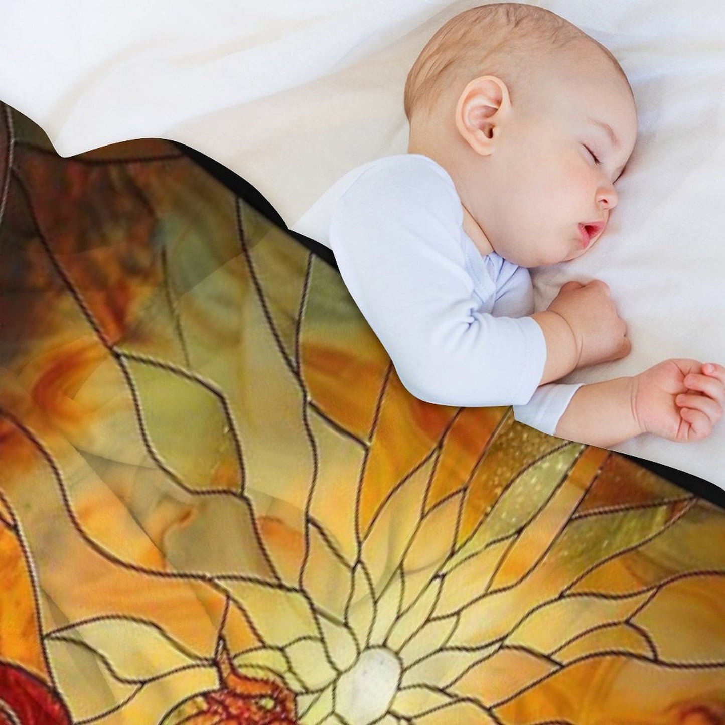 Glorious Phoenix Staine Glass Easy Care Throw Blanket