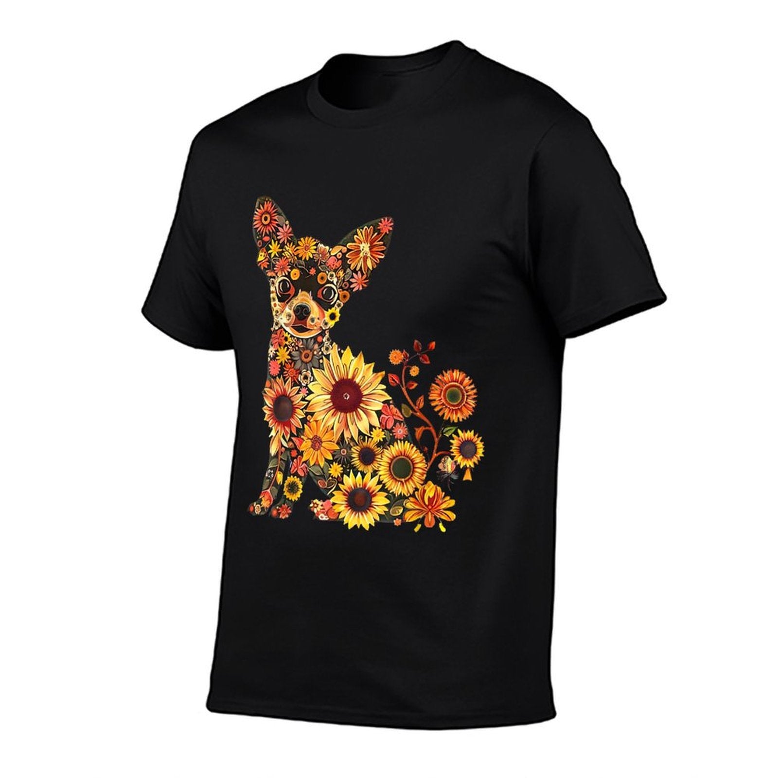 Floral Chihuahua Sunflower Mama Cute Mom Mother's Day  Summer-ready Fabric T-Shirt