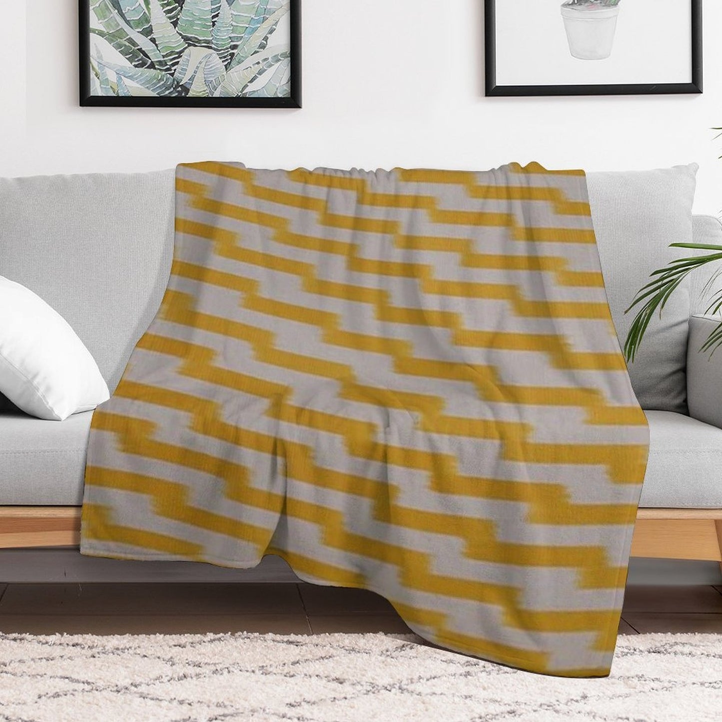 Yellow Ikat Design Travel-friendly Throw Blanket