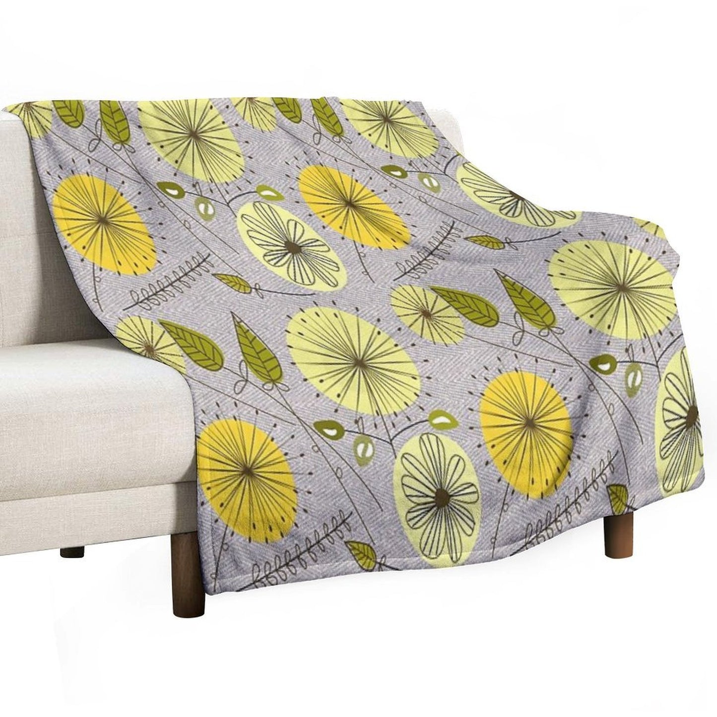 Mid-Century Modern Floral Durable Throw Blanket