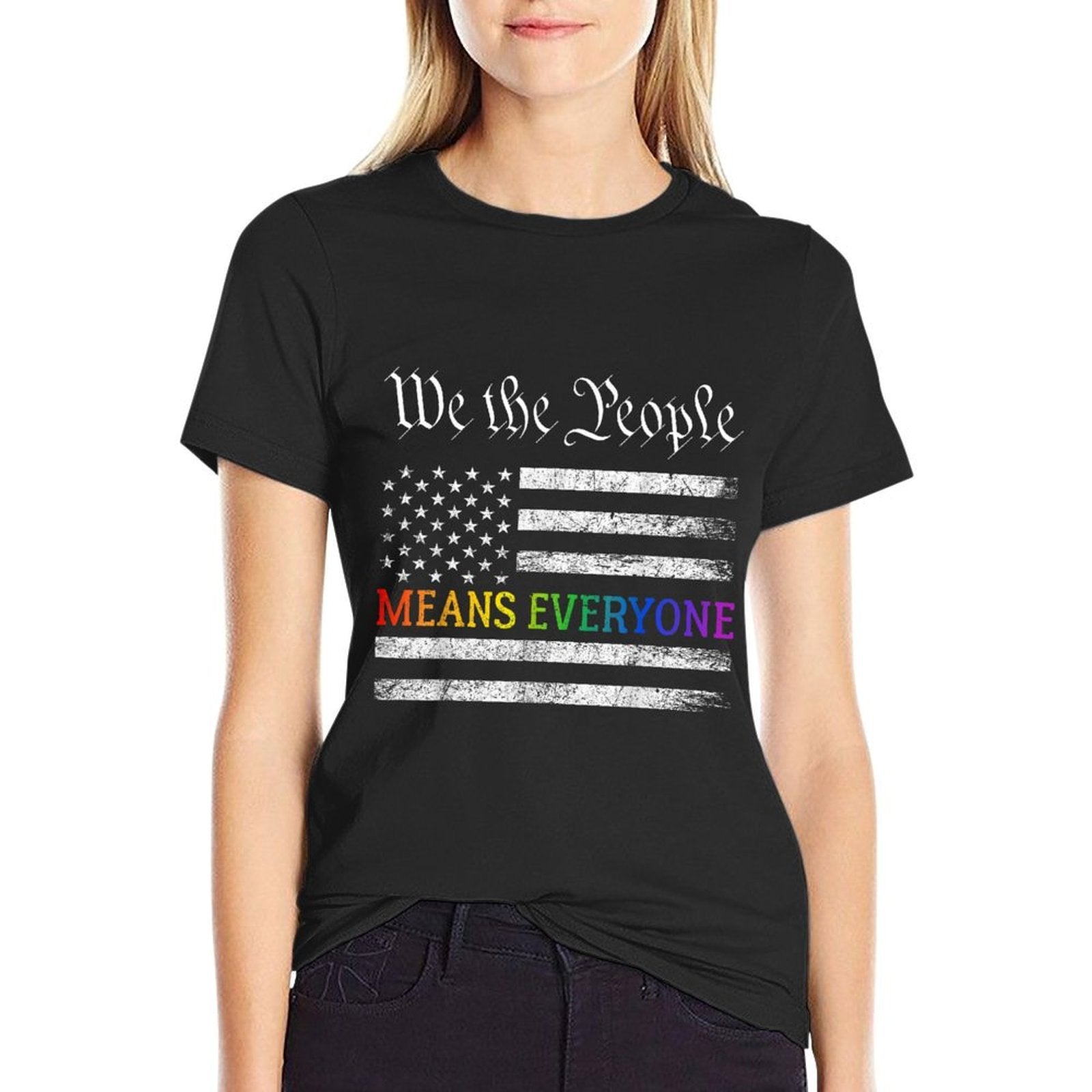 We The People Means Everyone US Constitution LGBT Pride  Oversized Silhouette T-Shirt
