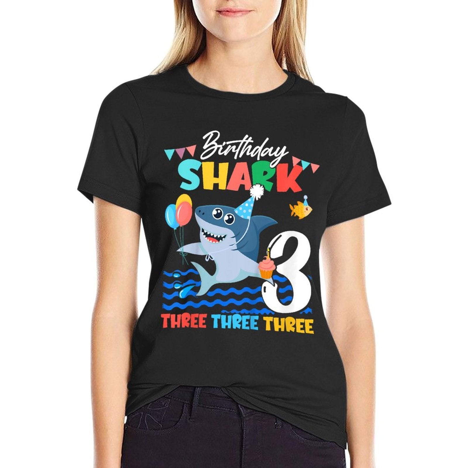 Baby Cute Shark Birthday Boy 3 Year Old Gift - Three Three  Classic T-Shirt