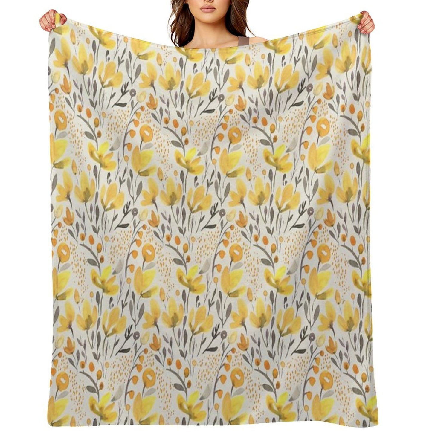Yellow Field All-season Throw Blanket
