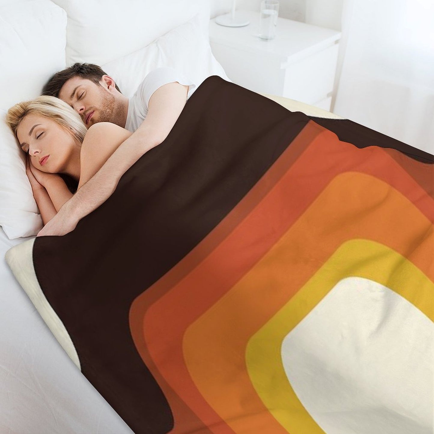 Mid-Century Modern Meets 1970s Orange Rainbow Anti-pilling Throw Blanket