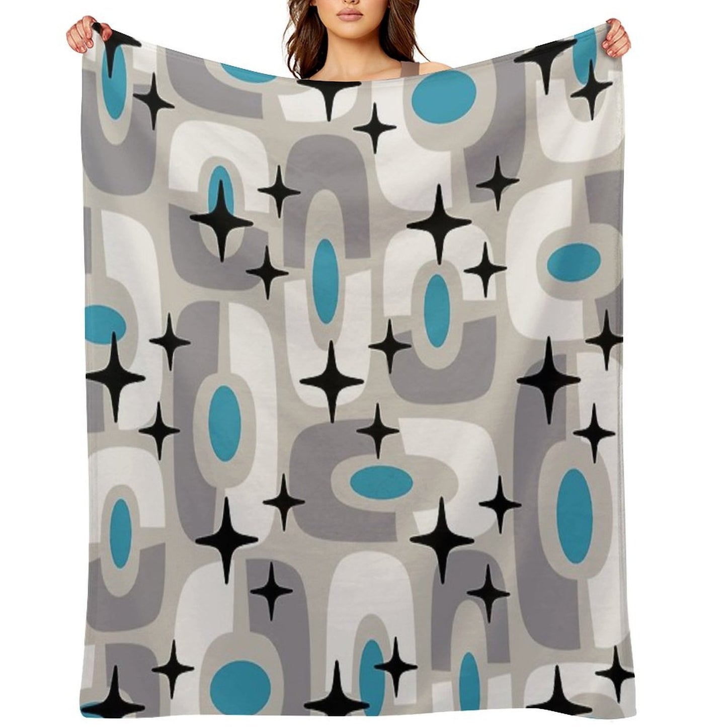 Retro Mid Century Atomic Composition 259 Machine-washable Throw Blanket