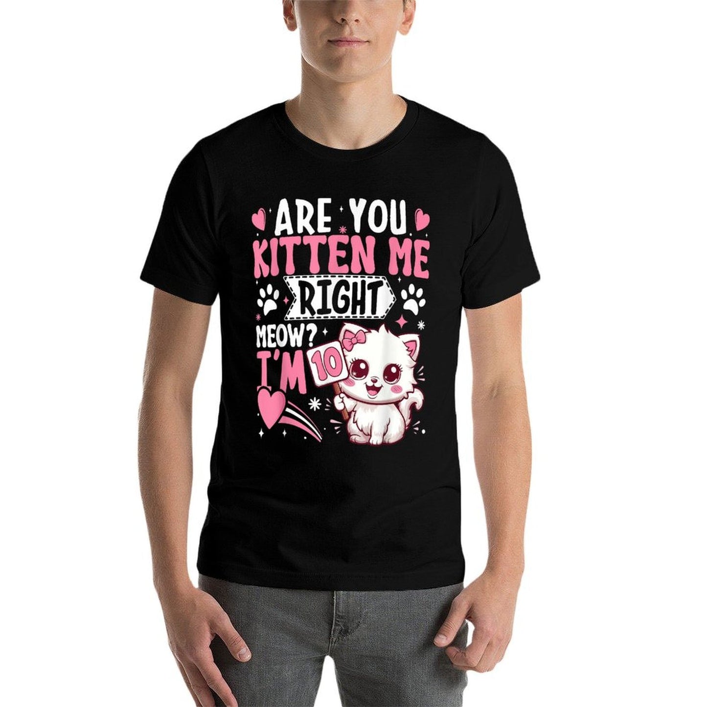 10th Birthday Girl 10 Year Old Kitten Cat Happy Bday Tagless Design T-Shirt
