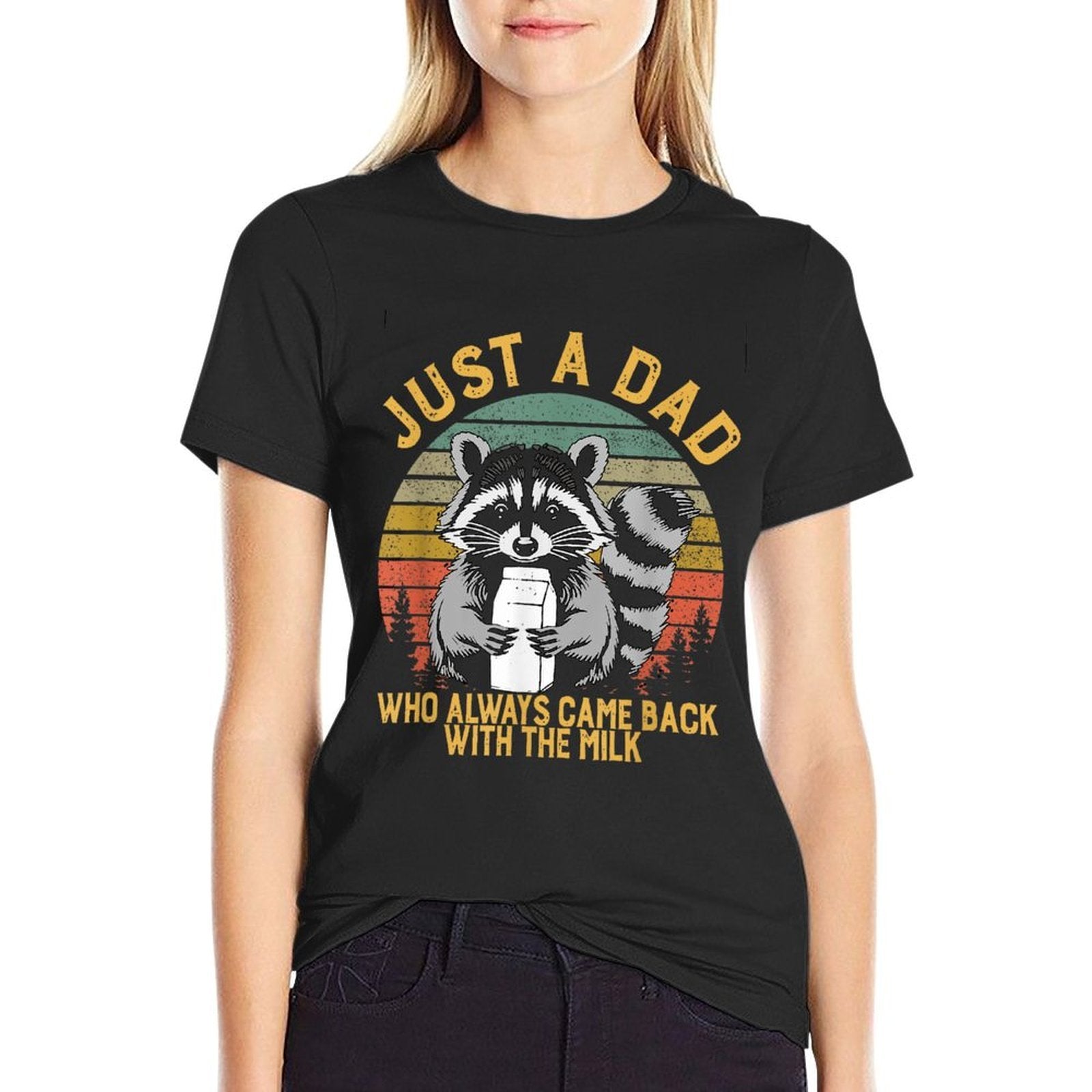 Just A Dad Who Always Came Back With The Milk Racoon Fathers  Moisture-wicking T-Shirt