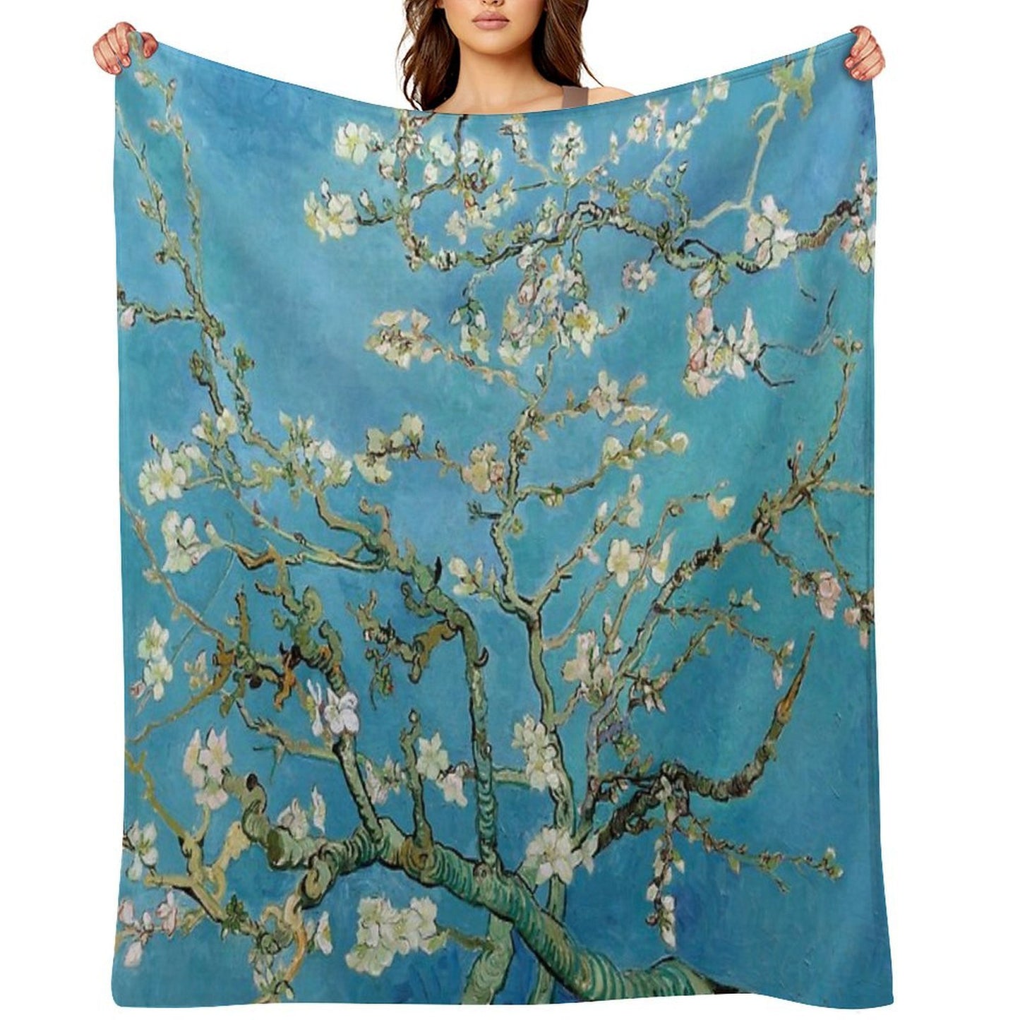 1890-Vincent Van Gogh-Almond Blossom-73.5x92 Versatility Throw Blanket