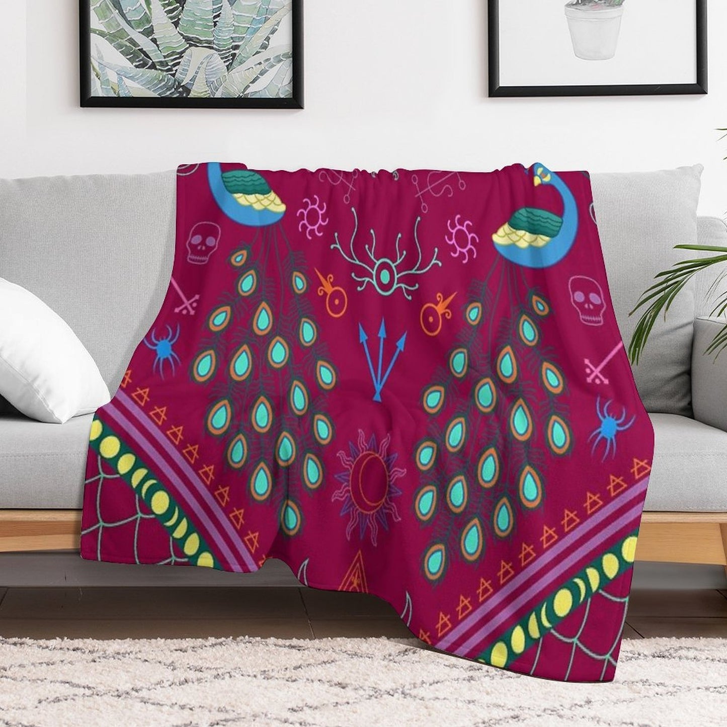 Mollymauk Tealeaf Inspired Print Velvety-soft Throw Blanket