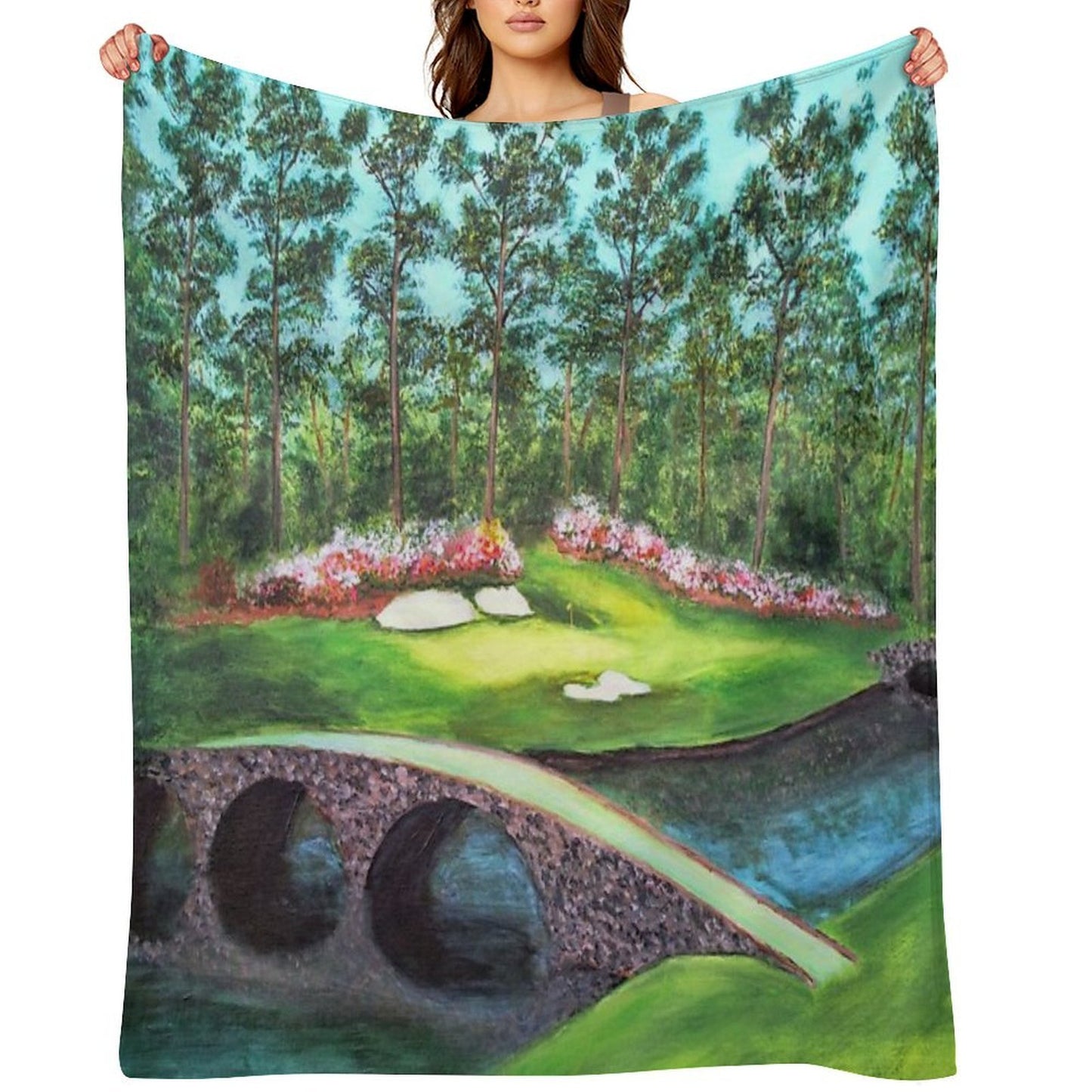 12th Hole At Augusta National Golden Bell Lightweight Throw Blanket