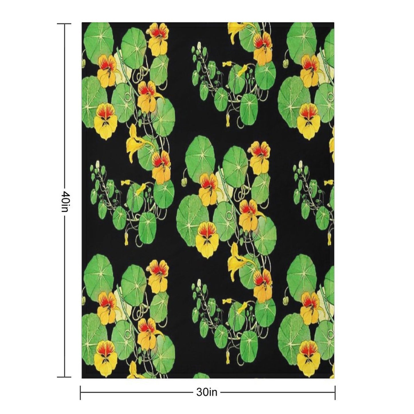 Yellow Nasturtium Flower Botanical Illustration Gift-ready Throw Blanket