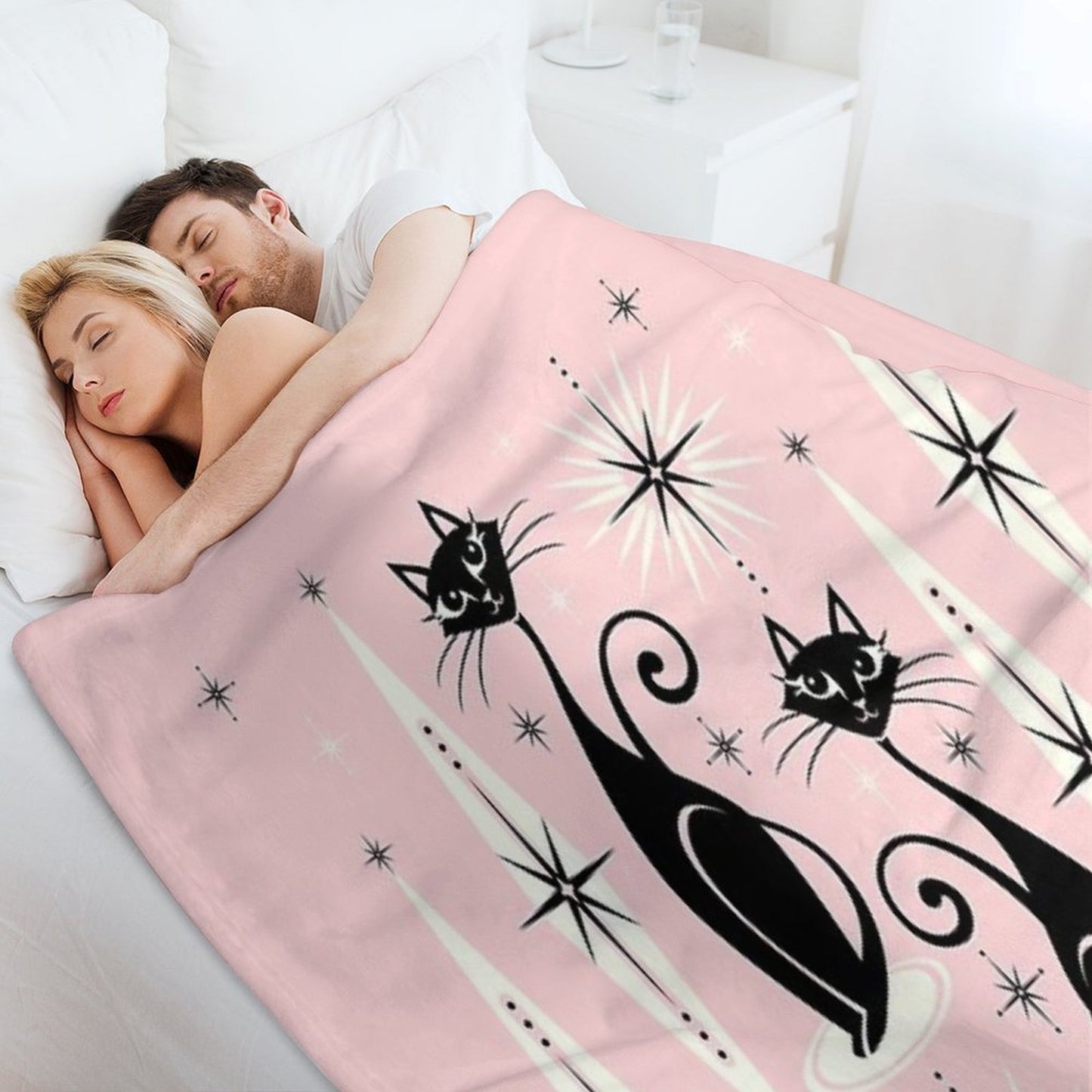 Mid Century Meow Retro Atomic Cats LG ©studioxtine All-season Throw Blanket