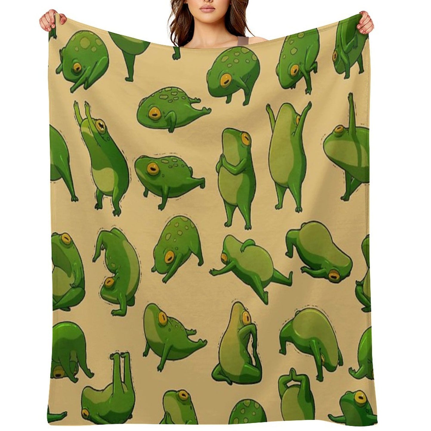 Yoga Frogs Poster With Text Anti-pilling Throw Blanket