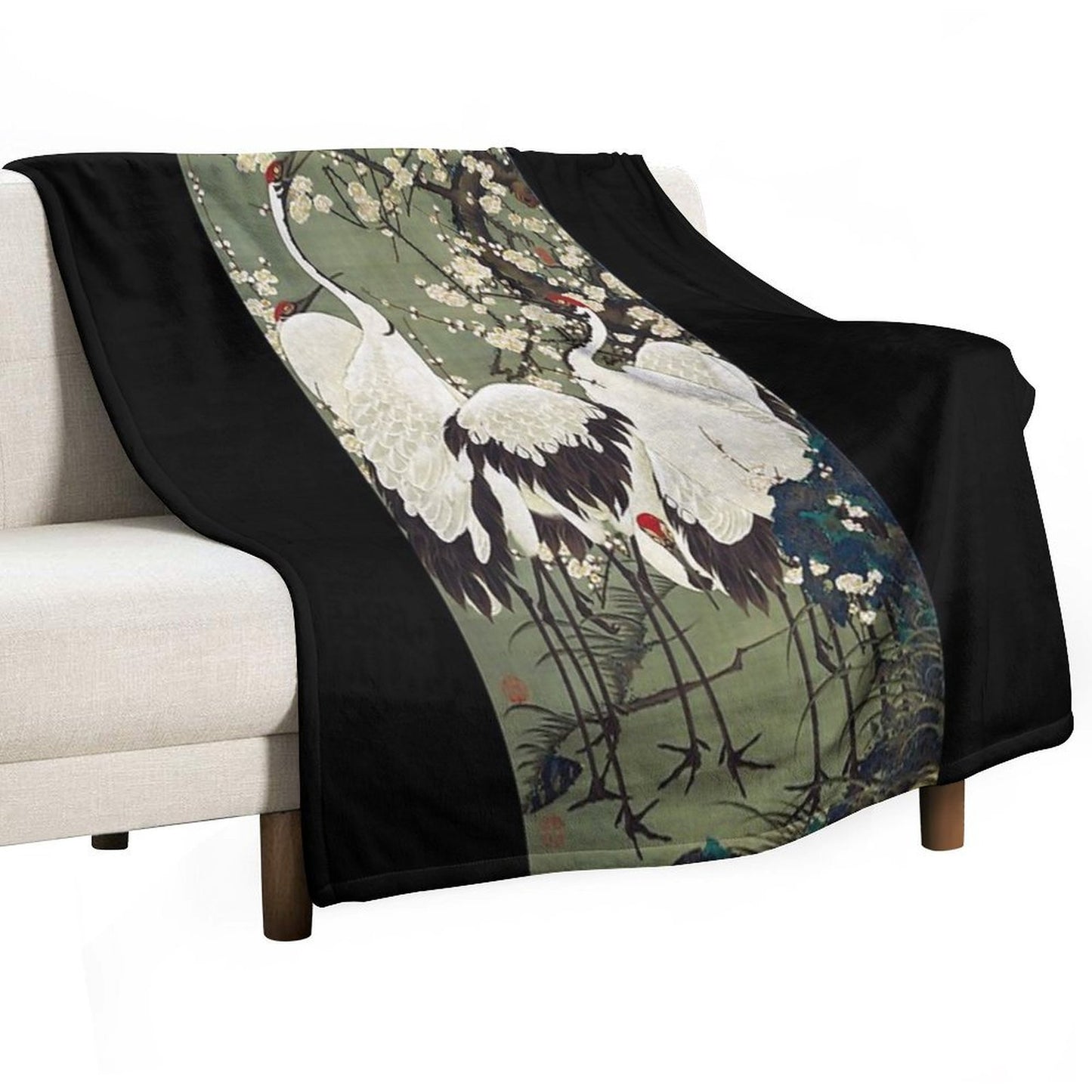 Favourite Artist - Plum Blossoms And Cranes - Ito Jakuchu Premium Throw Blanket