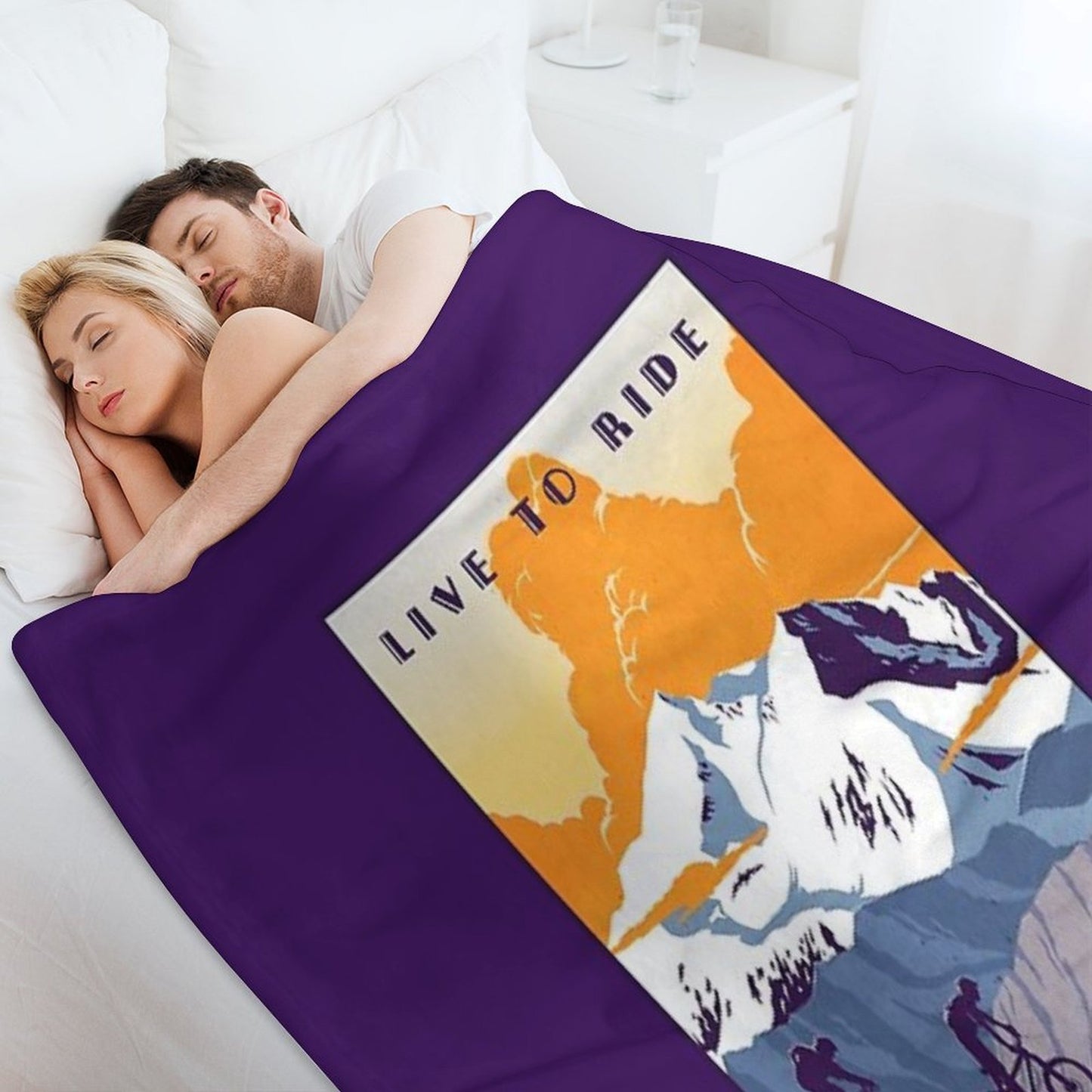 Live to Ride, Ride to Live Retro Cycling Poster Multi-functional Throw Blanket