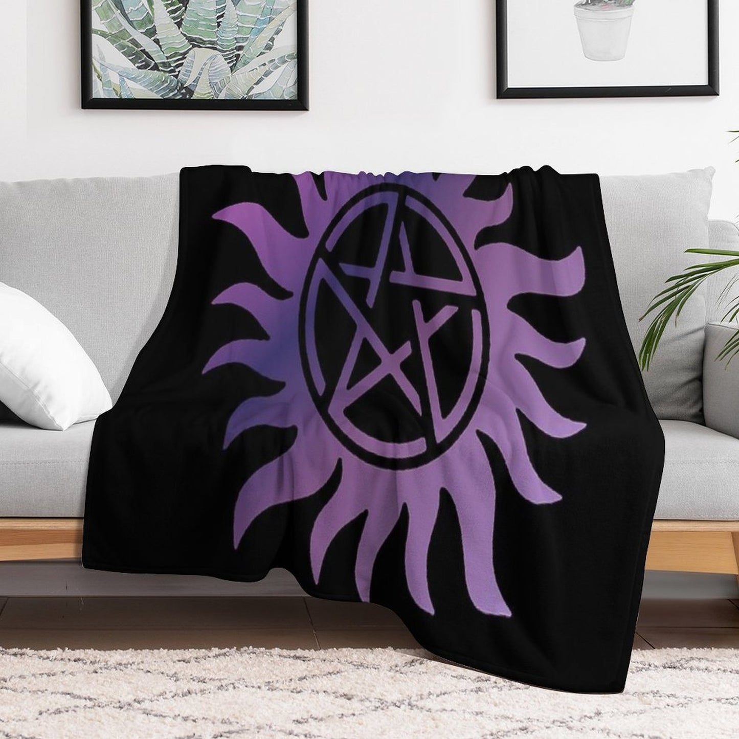 Purple Pentacle Black Comfort Throw Blanket