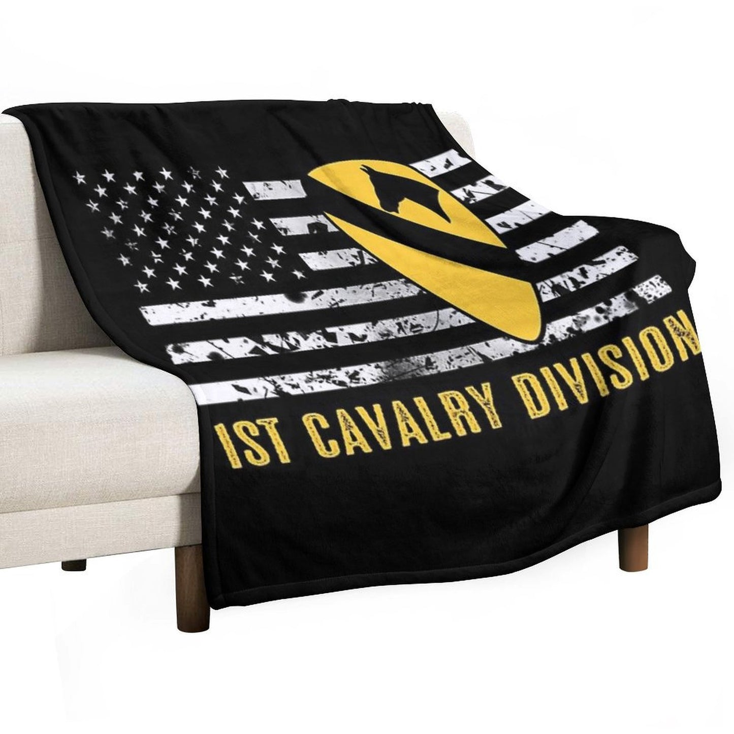 1st Cavalry Division (Distressed Flag) Gift-ready Throw Blanket