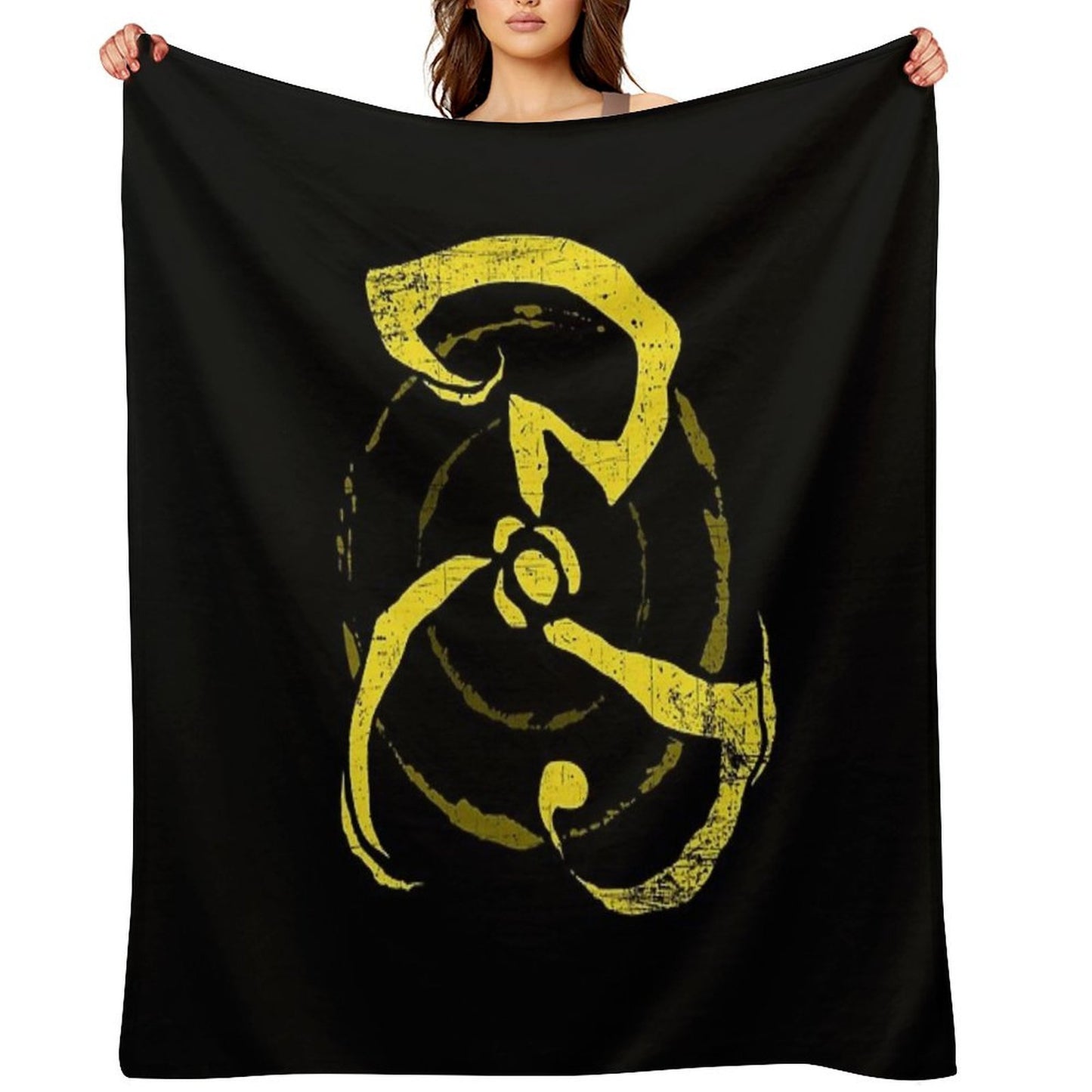 Yellow Sign - King in Yellow Plush Throw Blanket