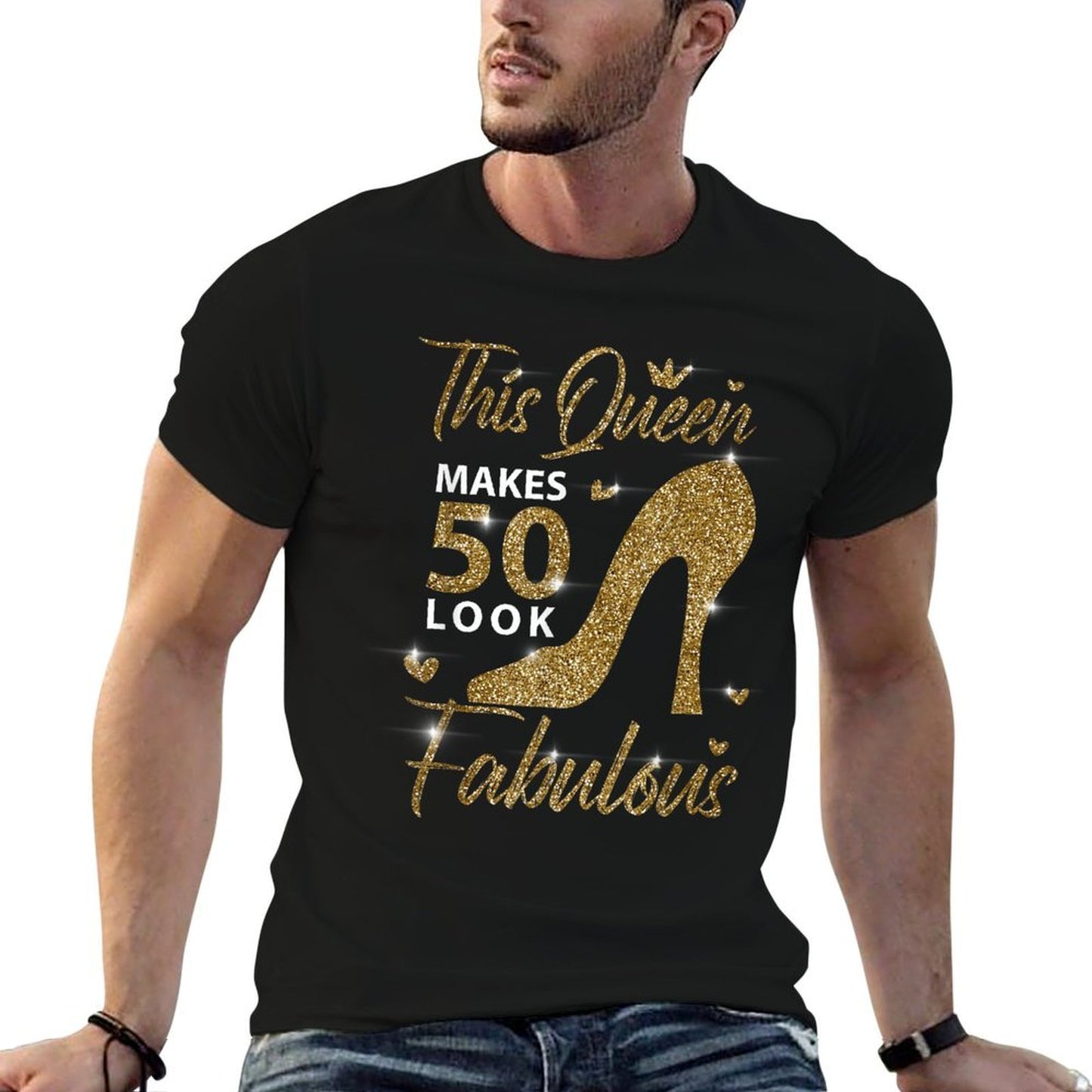 This Queen Makes 50 Look Fabulous 50th Birthday Mother Rolled Sleeves T-Shirt