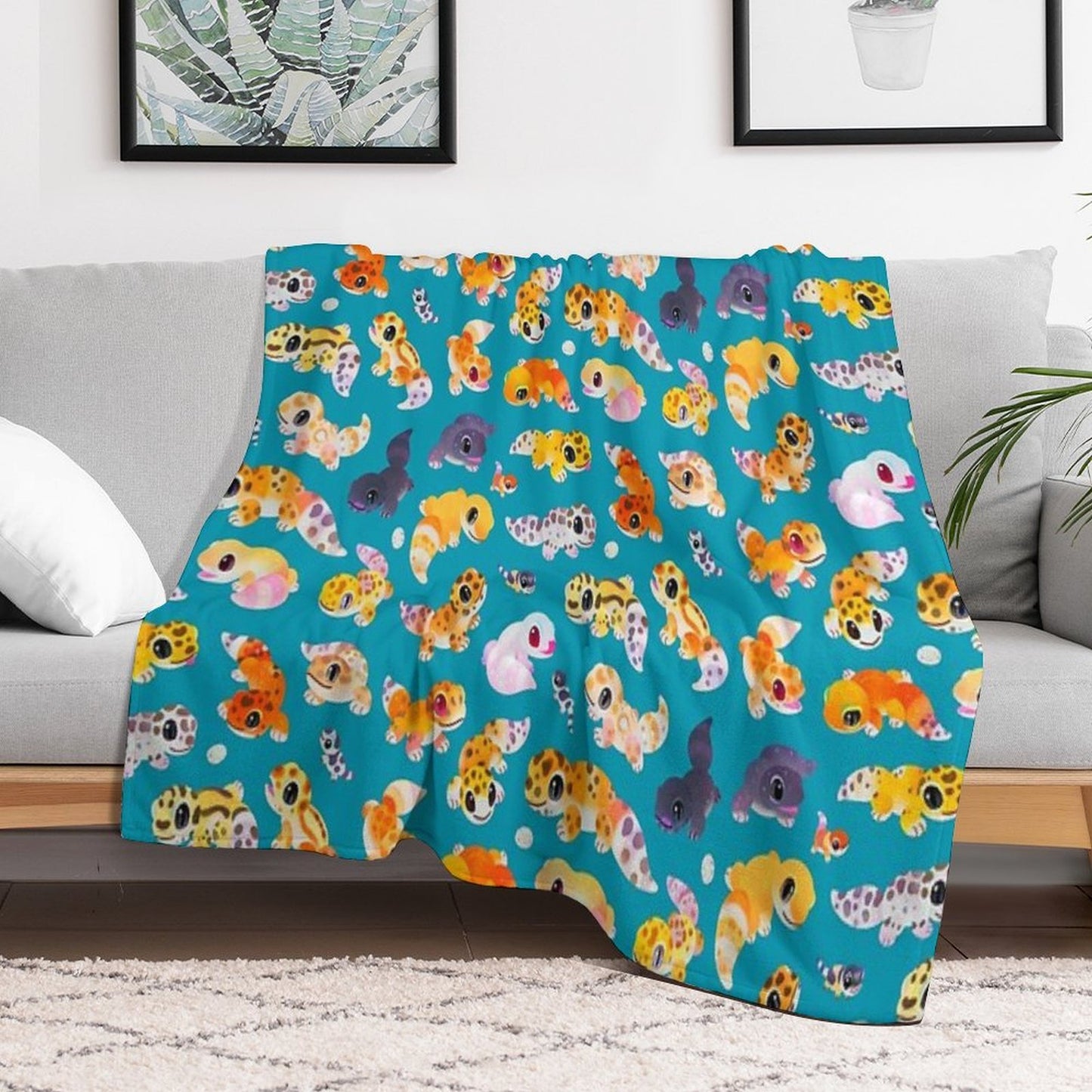 Leopard Gecko - Green Anti-pilling Throw Blanket