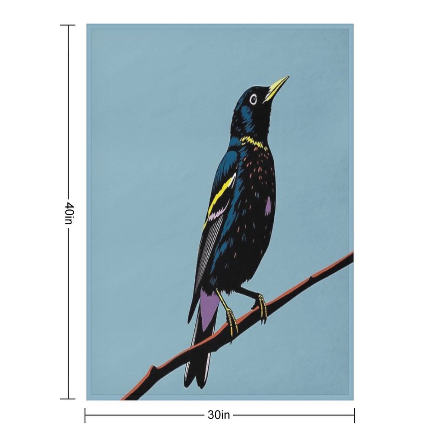 Modern Starling on Branch Pop Art Illlustration Multi-functional Throw Blanket