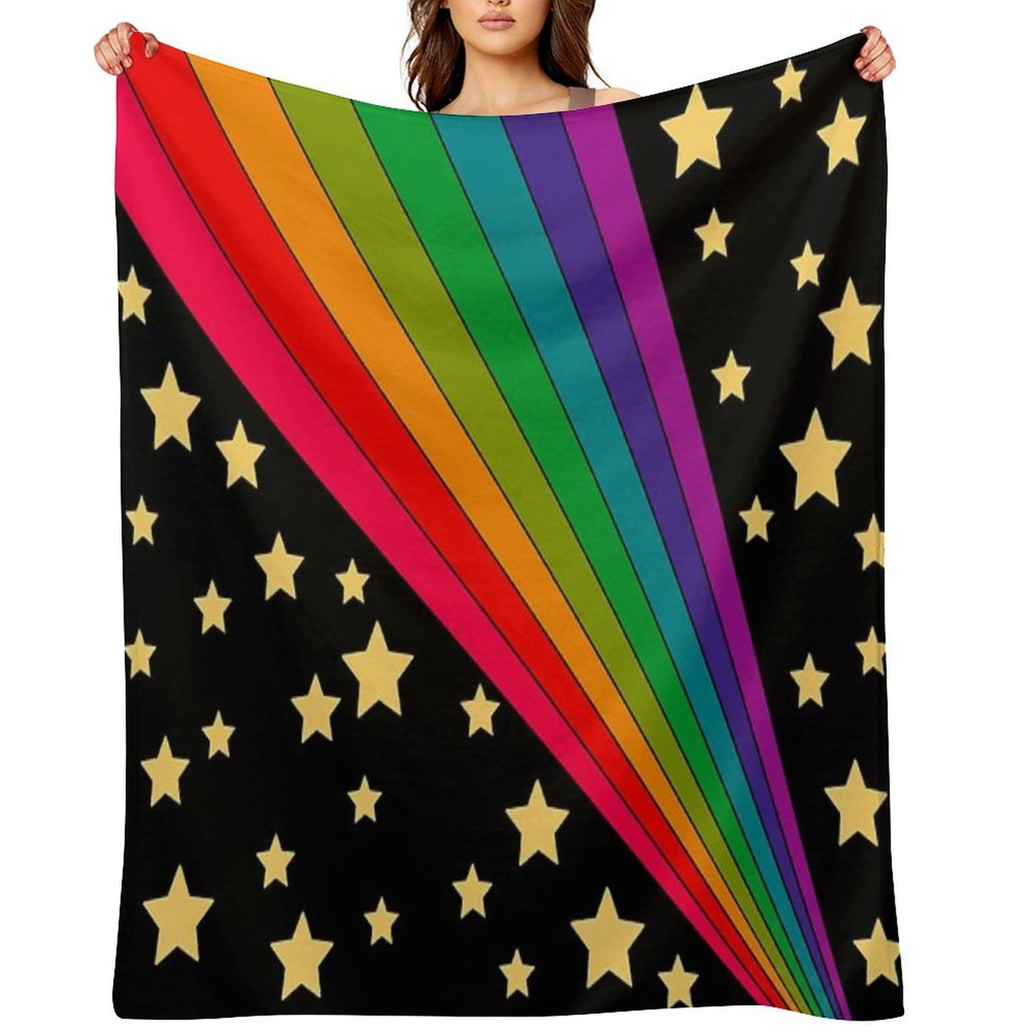 Stars And Rainbow Machine-washable Throw Blanket