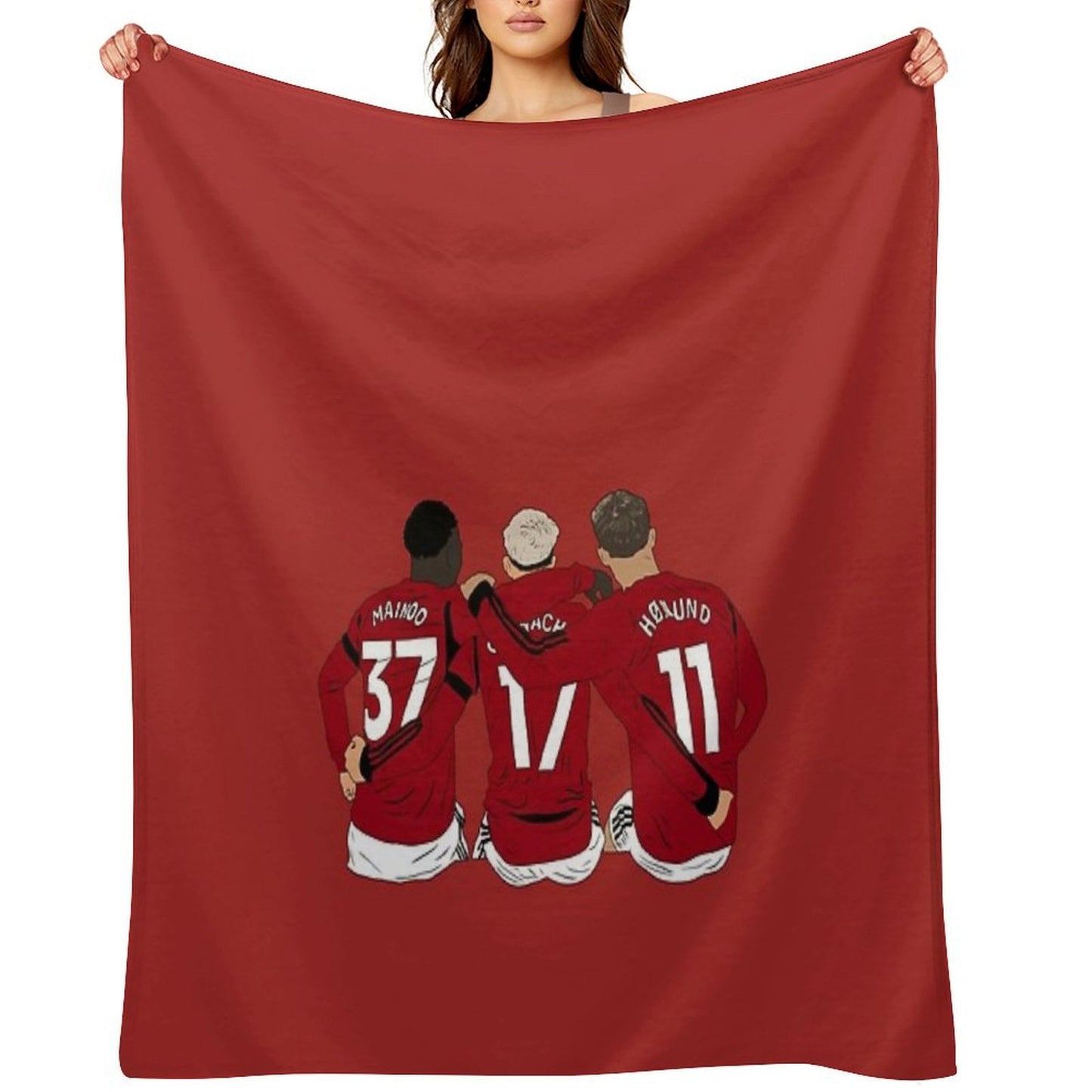 Kobbie Mainoo Alejandro Garnacho Rasmus Hojlund United Youth Trinity Minimalist Anti-pilling Throw Blanket