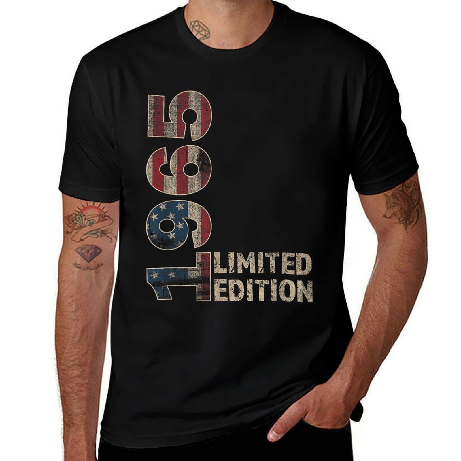 60th Birthday Gift Men Vintage Born 1965 Turning 60 Year Old  Ribbed Collar T-Shirt