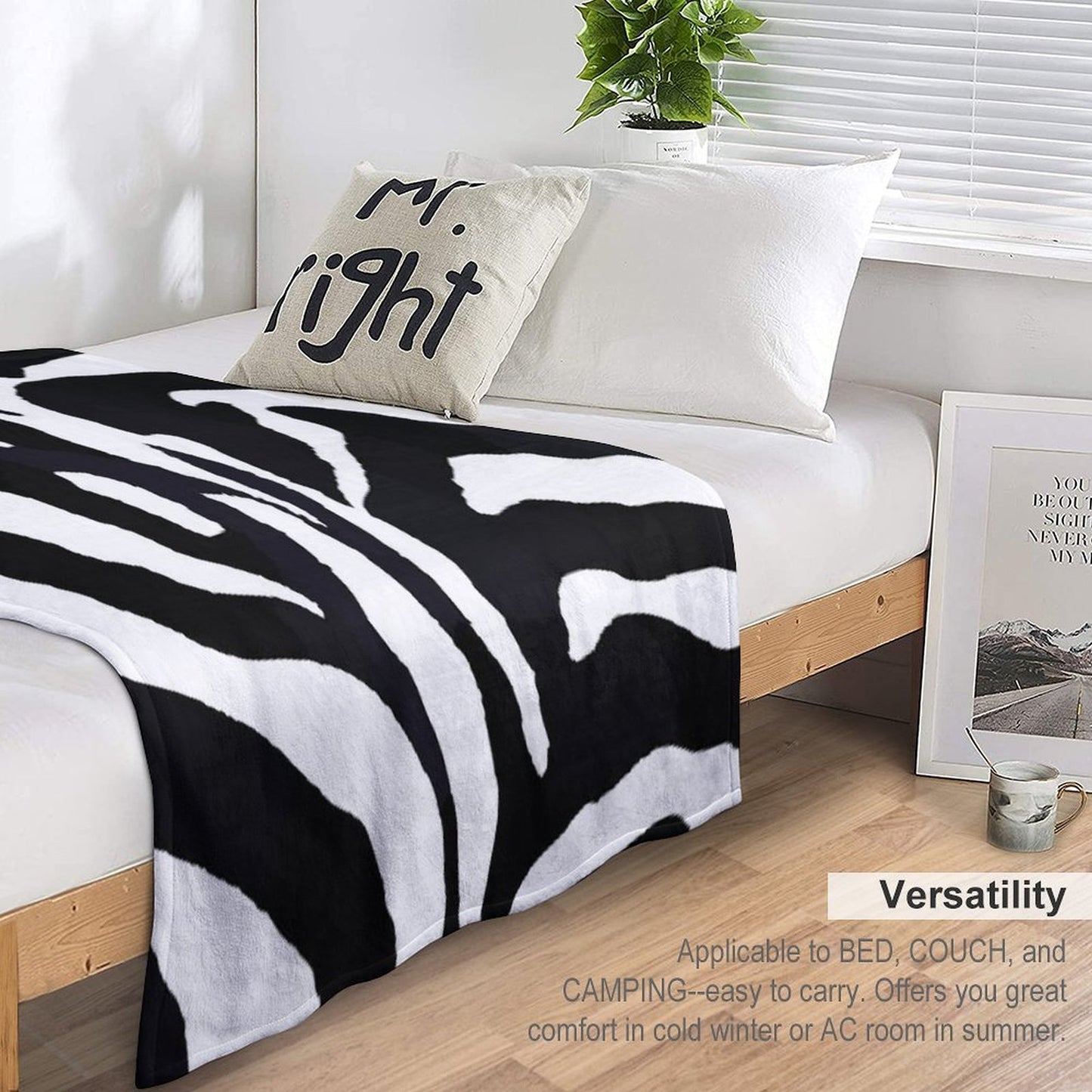 Zebra Print Travel-friendly Throw Blanket
