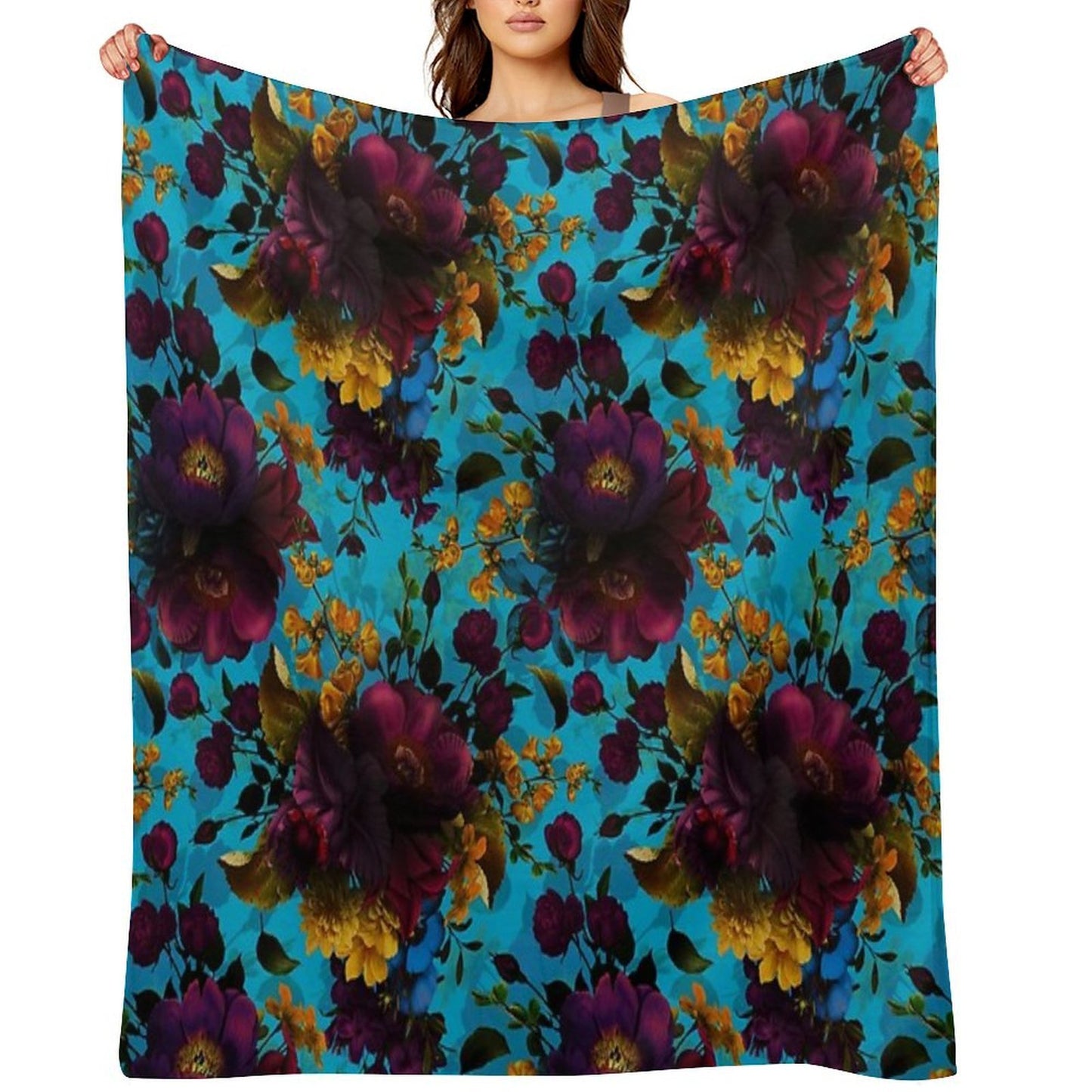 Moody Florals - Mystic Botanical Night Garden 13 Nightgarden Anti-pilling Throw Blanket