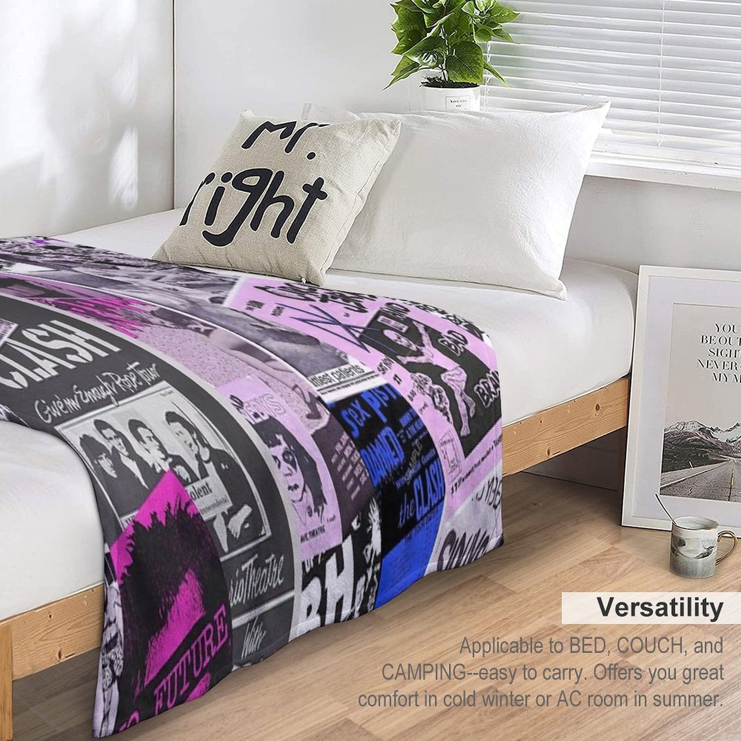 Punk Rock Bands Flyers Collage Aesthetic Punk Colors Eco-conscious Throw Blanket