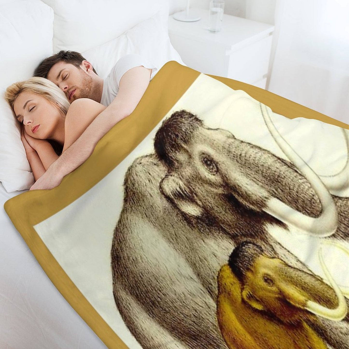 WOOLLY MAMMOTHS Extinct Elephant Type Mammal Print Anti-pilling Throw Blanket