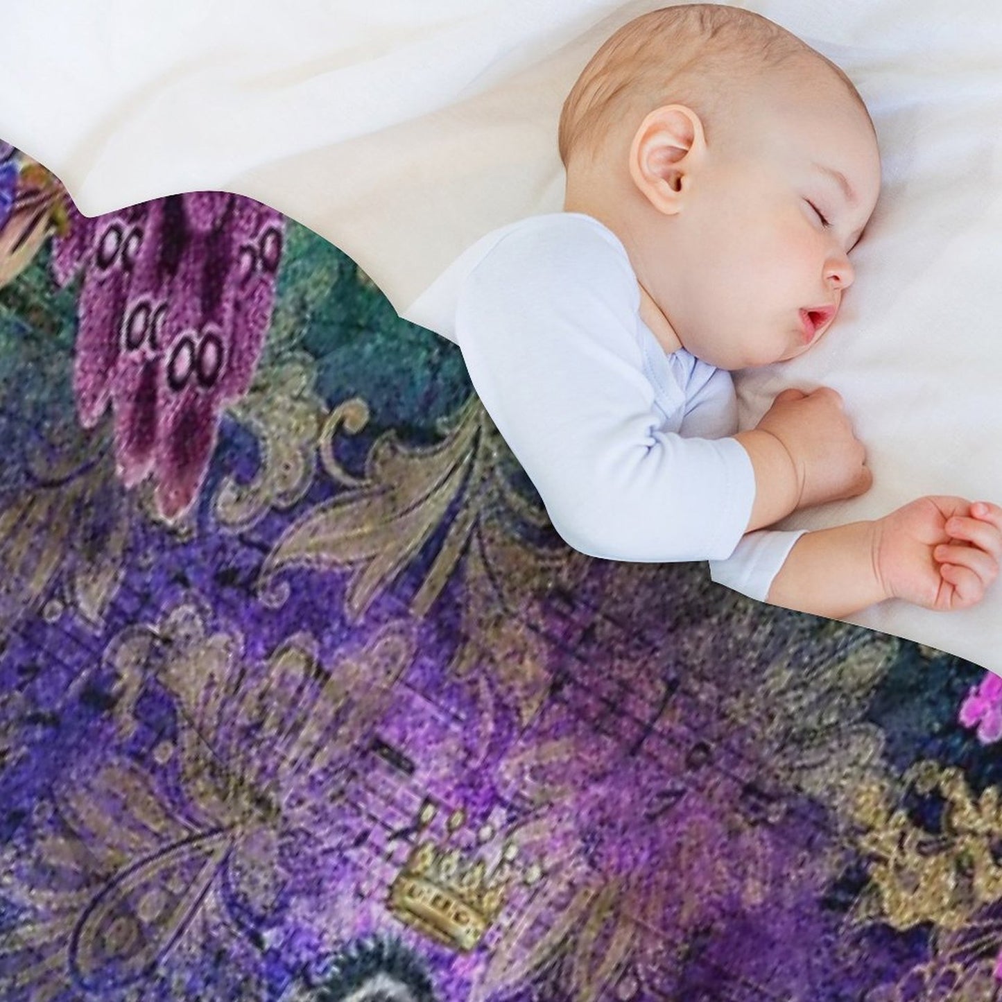 Elegant Vintage Purple Teal Peacocks Velvety-soft Throw Blanket