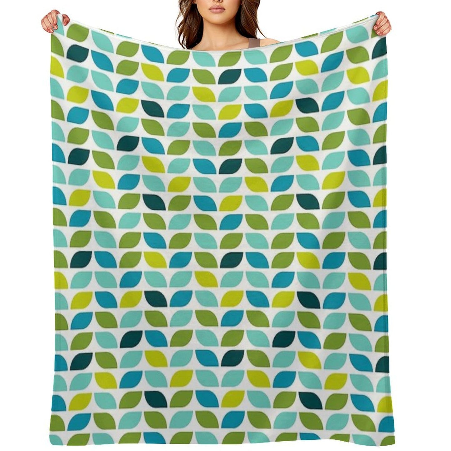 Geometric Pattern Leaf Spring Machine-washable Throw Blanket